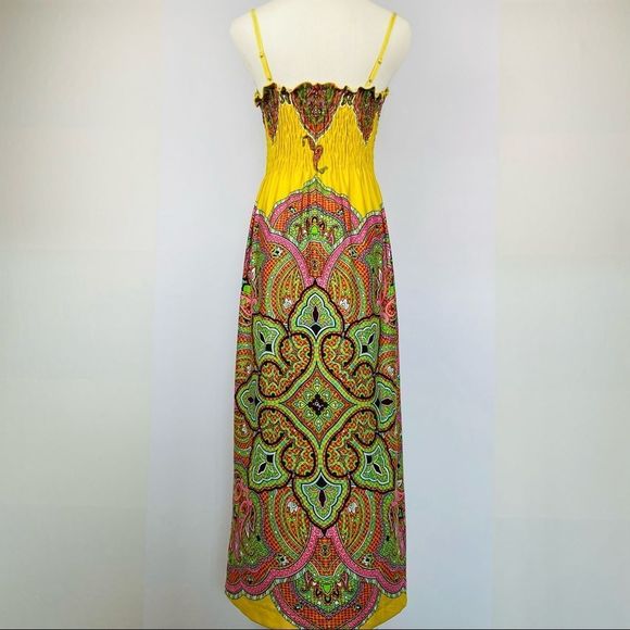 ISABELLA RODRIGUEZ Yellow Paisley Boho Print Maxi Dress - Picture 3 of 10